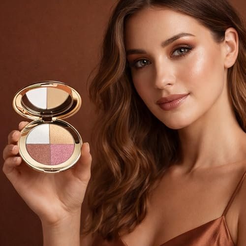NUNUDA 4-in-1 Eyes & Cheeks Makeup Palette – Eyeshadow, Blush, Highlighter & Bronzer with Smooth Velvet Texture, Travel-Friendly Full Face Makeup Kit, Perfect Gift for Women Avelisse
