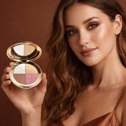 NUNUDA 4-in-1 Eyes & Cheeks Makeup Palette – Eyeshadow, Blush, Highlighter & Bronzer with Smooth Velvet Texture, Travel-Friendly Full Face Makeup Kit, Perfect Gift for Women Avelisse