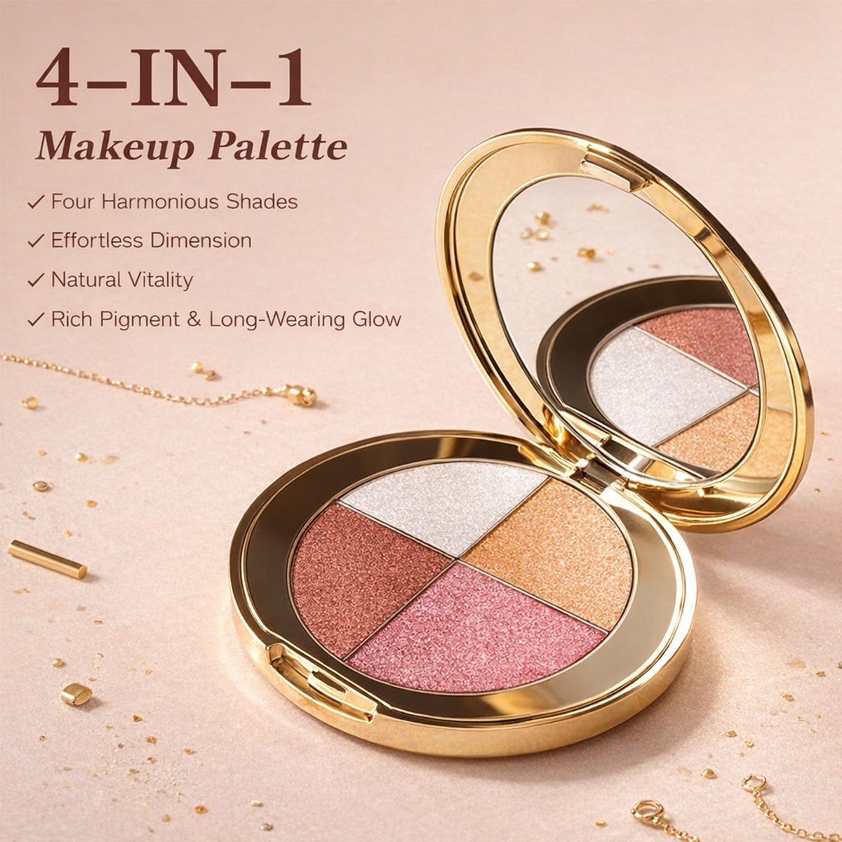 NUNUDA 4-in-1 Eyes & Cheeks Makeup Palette – Eyeshadow, Blush, Highlighter & Bronzer with Smooth Velvet Texture, Travel-Friendly Full Face Makeup Kit, Perfect Gift for Women Avelisse