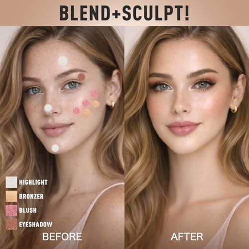 NUNUDA 4-in-1 Eyes & Cheeks Makeup Palette – Eyeshadow, Blush, Highlighter & Bronzer with Smooth Velvet Texture, Travel-Friendly Full Face Makeup Kit, Perfect Gift for Women Avelisse