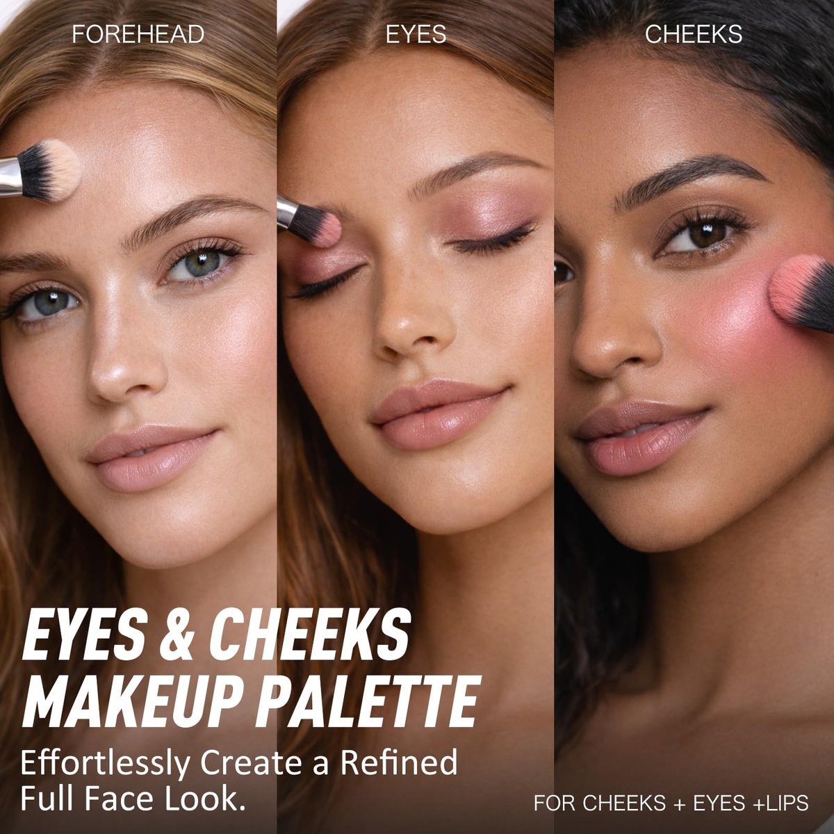 NUNUDA 4-in-1 Eyes & Cheeks Makeup Palette – Eyeshadow, Blush, Highlighter & Bronzer with Smooth Velvet Texture, Travel-Friendly Full Face Makeup Kit, Perfect Gift for Women Avelisse