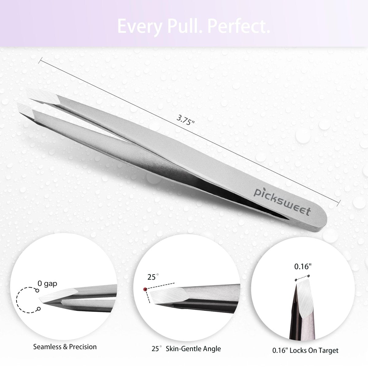 Picksweet Precision Slanted Tweezers for Women – Stainless Steel Facial Hair Removal Tool with Travel Case - görsel 7