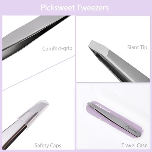 Picksweet Precision Slanted Tweezers for Women – Stainless Steel Facial Hair Removal Tool with Travel Case - görsel 10