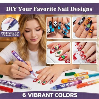 12 Colors Nail Art Markers – Water-Based Quick Dry Nail Polish Pens Set with Fine Tip for DIY Manicure & Nail Design Avelisse