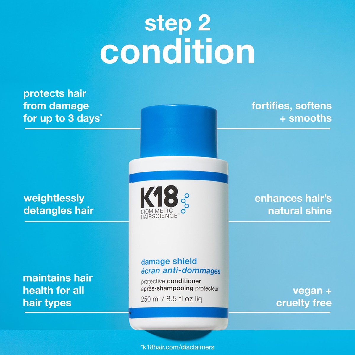 K18 Damage Shield Wash Care Set | Full-Size Color-Safe Shampoo & Conditioner | Reduces Frizz, Tangles & Protects Hair Health Avelisse