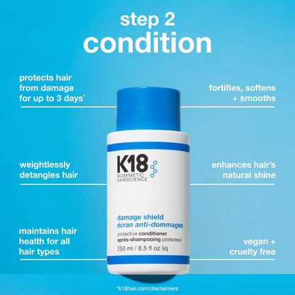 K18 Damage Shield Wash Care Set | Full-Size Color-Safe Shampoo & Conditioner | Reduces Frizz, Tangles & Protects Hair Health Avelisse