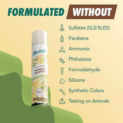 Batiste Dry Shampoo, Vanilla Souffle, 3.81 oz - Instantly Refresh Hair & Absorb Oil Between Washes