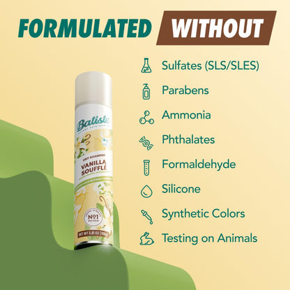 Batiste Dry Shampoo, Vanilla Souffle, 3.81 oz - Instantly Refresh Hair & Absorb Oil Between Washes