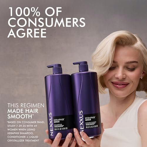 Nexxus KERAPHIX Shampoo & Conditioner 2 Pack – Damaged Hair Repair with Keratin Resistance Therapy, 33.8 Fl Oz Each Avelisse