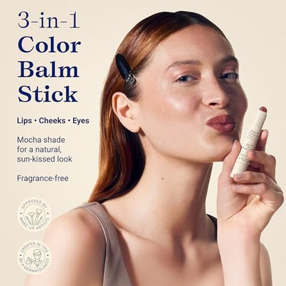 Embryolisse Color Balm 3-in-1 Stick, Mocha - Multi-Use Tint for Eyes, Lips & Cheeks, Hydrating Balm with Centella Asiatica & Aloe Vera, Vegan, Fragrance Free, 0.08 oz Avelisse