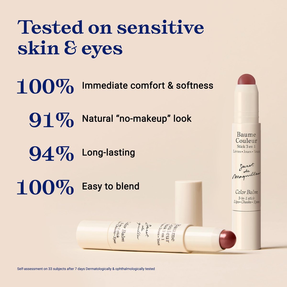 Embryolisse Color Balm 3-in-1 Stick, Mocha - Multi-Use Tint for Eyes, Lips & Cheeks, Hydrating Balm with Centella Asiatica & Aloe Vera, Vegan, Fragrance Free, 0.08 oz Avelisse