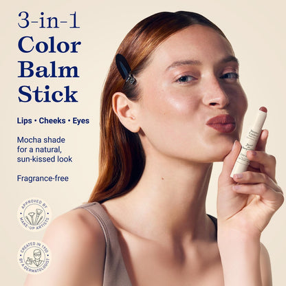 Embryolisse Color Balm 3-in-1 Stick, Mocha - Multi-Use Tint for Eyes, Lips & Cheeks, Hydrating Balm with Centella Asiatica & Aloe Vera, Vegan, Fragrance Free, 0.08 oz Avelisse