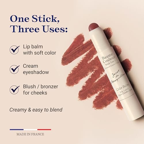 Embryolisse Color Balm 3-in-1 Stick, Mocha - Multi-Use Tint for Eyes, Lips & Cheeks, Hydrating Balm with Centella Asiatica & Aloe Vera, Vegan, Fragrance Free, 0.08 oz Avelisse