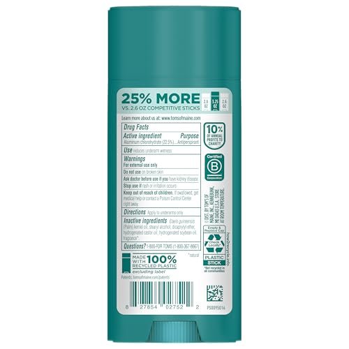 Tom's of Maine Tropical Island Antiperspirant for Men and Women, 48-Hour Odor and Sweat Protection, No Artificial Fragrances, Dyes, or Preservatives, Baking Soda Free, 3.25 oz - görsel 17