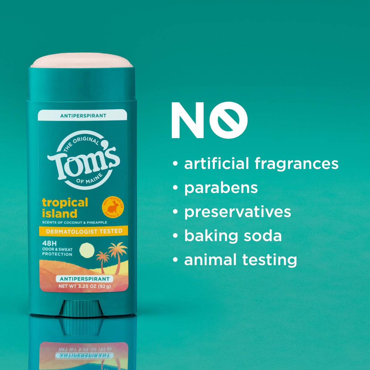 Tom's of Maine Tropical Island Antiperspirant for Men and Women, 48-Hour Odor and Sweat Protection, No Artificial Fragrances, Dyes, or Preservatives, Baking Soda Free, 3.25 oz - görsel 12