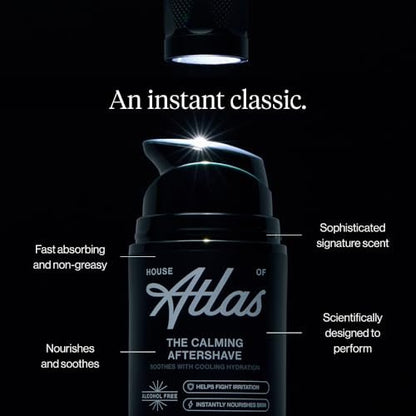 House of Atlas Calming Aftershave for Men – Alcohol-Free Hydrating Post-Shave Lotion with Aloe, Chamomile & Witch Hazel, 1.7 Fl Oz