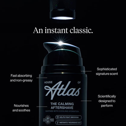 House of Atlas Calming Aftershave for Men – Alcohol-Free Hydrating Post-Shave Lotion with Aloe, Chamomile & Witch Hazel, 1.7 Fl Oz