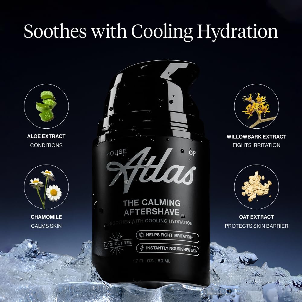 House of Atlas Calming Aftershave for Men – Alcohol-Free Hydrating Post-Shave Lotion with Aloe, Chamomile & Witch Hazel, 1.7 Fl Oz - görsel 7