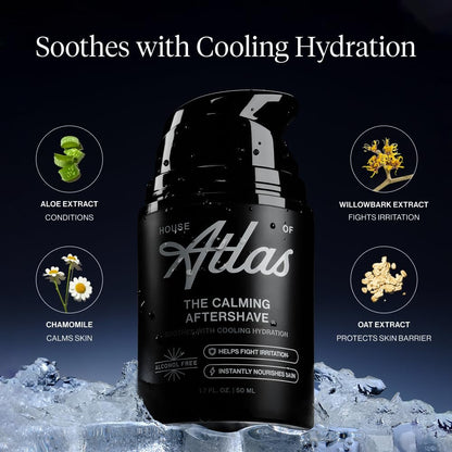 House of Atlas Calming Aftershave for Men – Alcohol-Free Hydrating Post-Shave Lotion with Aloe, Chamomile & Witch Hazel, 1.7 Fl Oz
