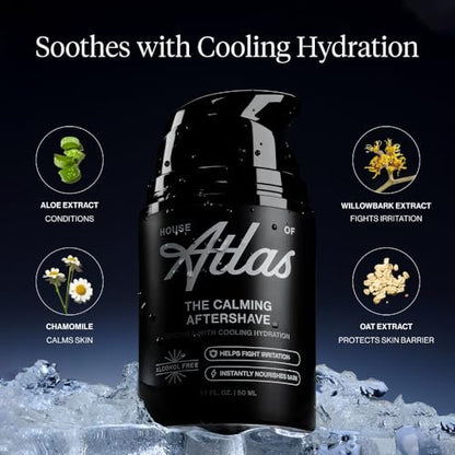 House of Atlas Calming Aftershave for Men – Alcohol-Free Hydrating Post-Shave Lotion with Aloe, Chamomile & Witch Hazel, 1.7 Fl Oz