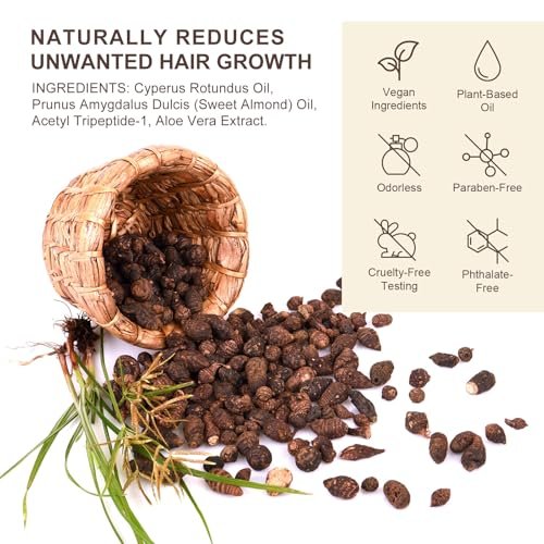 NIFEISHI Cyperus Rotundus Oil for Hair Removal – Natural Formula to Reduce Unwanted Body Hair Growth, Shrink Pores, Moisturize & Soothe Skin – Gentle & Suitable for All Skin Types – 2.02 Fl Oz / 60ml - görsel 4
