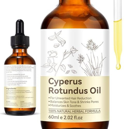 NIFEISHI Cyperus Rotundus Oil for Hair Removal – Natural Formula to Reduce Unwanted Body Hair Growth, Shrink Pores, Moisturize & Soothe Skin – Gentle & Suitable for All Skin Types – 2.02 Fl Oz / 60ml