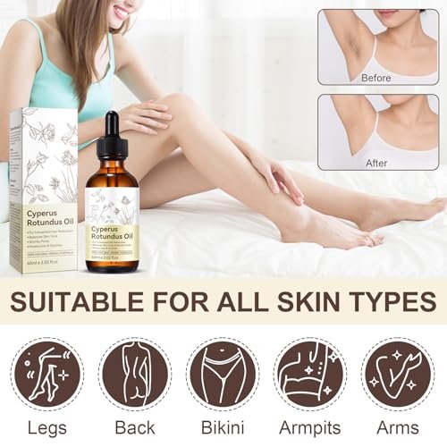 Cyperus Rotundus Oil for Hair Removal - 100% Pure Natural Reduces Body Hair Growth, Moisturizes & Soothes Skin, 2.02 Fl Oz Avelisse