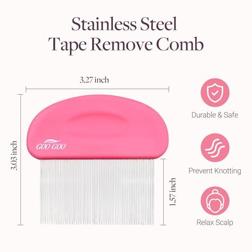 GOO GOO Tape Remover Comb - Professional Stainless Steel Tape in Hair Extensions Removal Tool with Metal Teeth Comb for Effective Adhesive Clean and Hair Damage Reduction - görsel 4