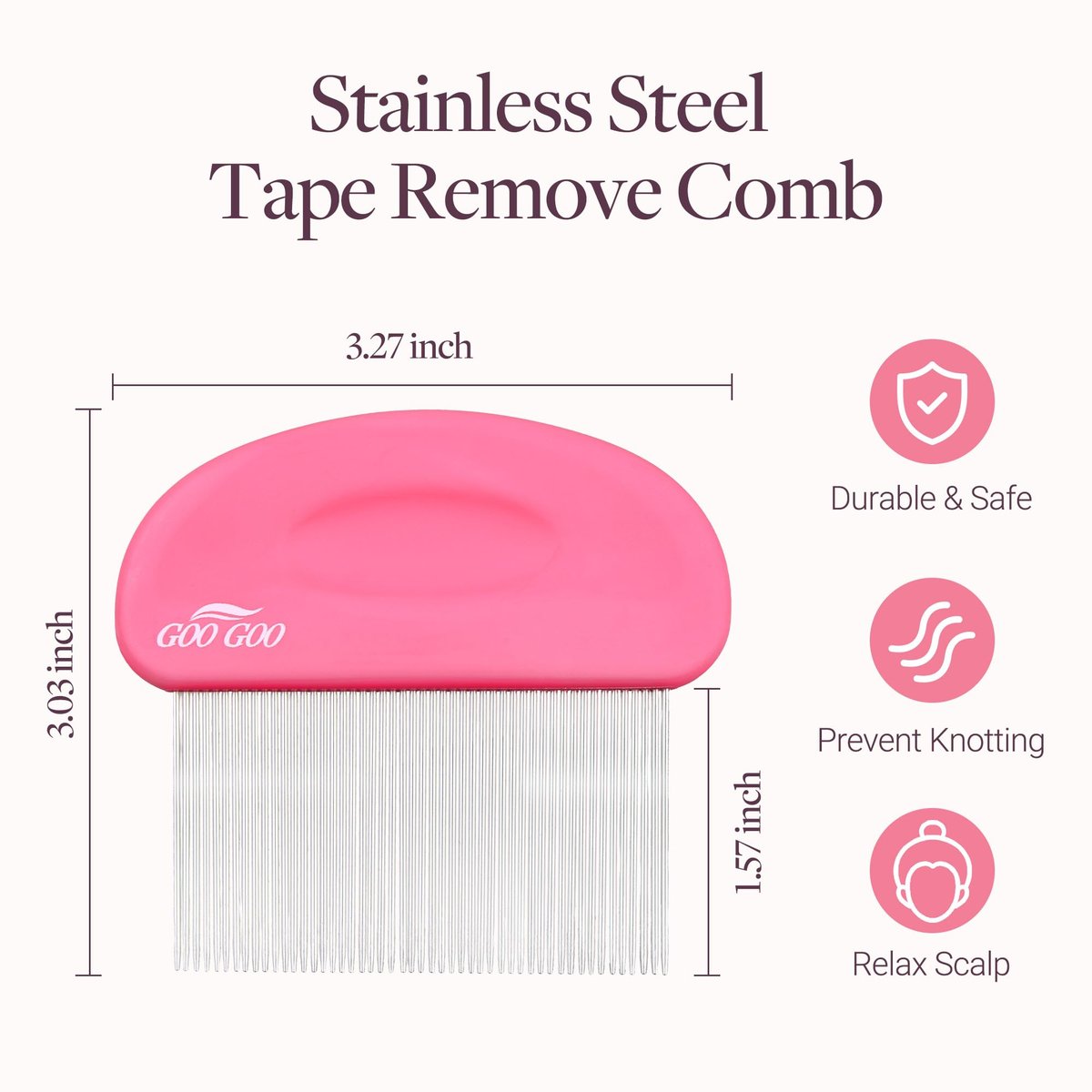 GOO GOO Tape Remover Comb - Professional Stainless Steel Tape in Hair Extensions Removal Tool with Metal Teeth Comb for Effective Adhesive Clean and Hair Damage Reduction - görsel 3