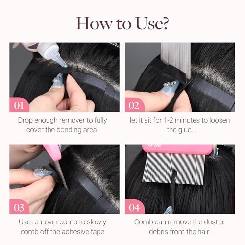 GOO GOO Tape Remover Comb - Professional Stainless Steel Tape in Hair Extensions Removal Tool with Metal Teeth Comb for Effective Adhesive Clean and Hair Damage Reduction - görsel 10