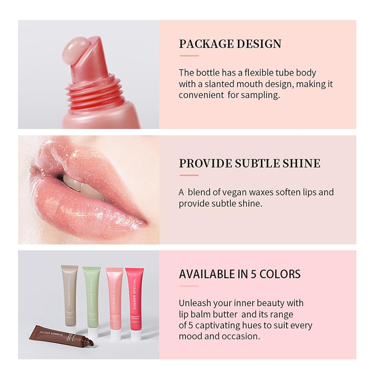 Summer Special Lip Balm Butter Set - 5-Piece Natural Shea Butter & Avocado Oil Hydrating Lip Care Gift Set - görsel 5