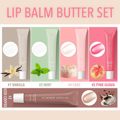 Summer Special Lip Balm Butter Set - 5-Piece Natural Shea Butter & Avocado Oil Hydrating Lip Care Gift Set