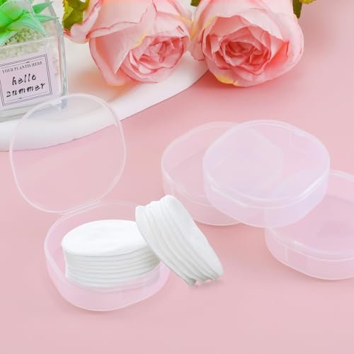 TAHULIK 4-Pack Cotton Round Holder – Plastic Cosmetic Pads Dispenser, Portable Travel Square Container for Removing Balls - görsel 8