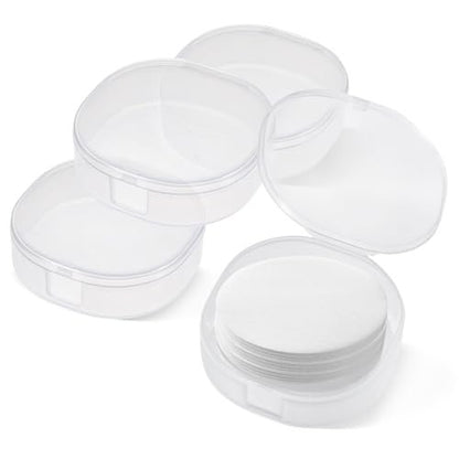 TAHULIK 4-Pack Cotton Round Holder – Plastic Cosmetic Pads Dispenser, Portable Travel Square Container for Removing Balls