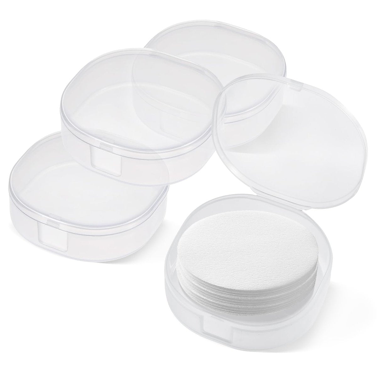 TAHULIK 4-Pack Cotton Round Holder – Plastic Cosmetic Pads Dispenser, Portable Travel Square Container for Removing Balls - görsel 1