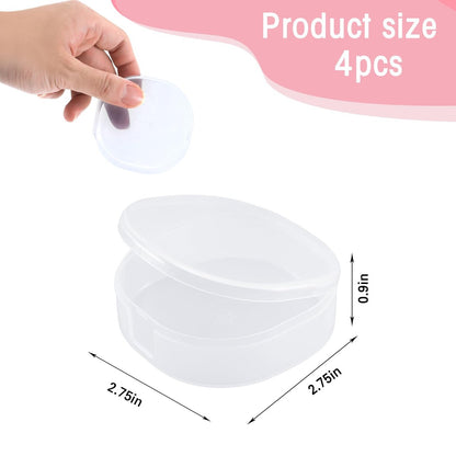 TAHULIK 4-Pack Cotton Round Holder – Plastic Cosmetic Pads Dispenser, Portable Travel Square Container for Removing Balls