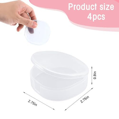 TAHULIK 4-Pack Cotton Round Holder – Plastic Cosmetic Pads Dispenser, Portable Travel Square Container for Removing Balls