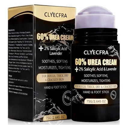 8-in-1 60% Urea Balm with 2% Salicylic Acid & Lavender - Maximum Strength Hand & Foot Stick for Rough, Dry, Thick & Cracked Skin, Callus Remover, Deep Hydration (75g) Avelisse