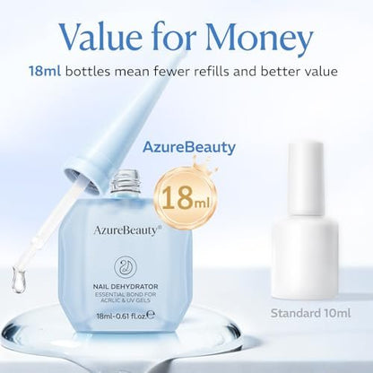 AZUREBEAUTY 18ml Nail Dehydrator and Primer – Acid-Free & Hema-Free Nail Prep Kit for Long-Lasting Gel Polish & Acrylic