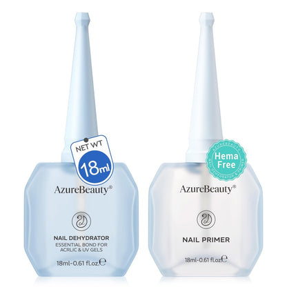 AZUREBEAUTY 18ml Nail Dehydrator and Primer – Acid-Free & Hema-Free Nail Prep Kit for Long-Lasting Gel Polish & Acrylic
