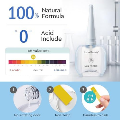 AZUREBEAUTY 18ml Nail Dehydrator and Primer – Acid-Free & Hema-Free Nail Prep Kit for Long-Lasting Gel Polish & Acrylic