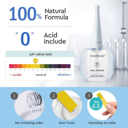 AZUREBEAUTY 18ml Nail Dehydrator and Primer – Acid-Free & Hema-Free Nail Prep Kit for Long-Lasting Gel Polish & Acrylic