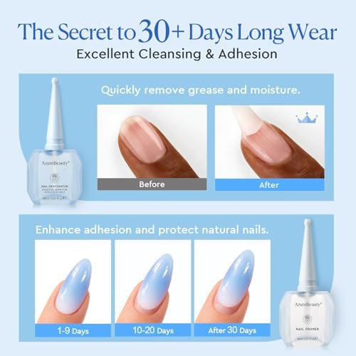 AZUREBEAUTY 18ml Nail Dehydrator and Primer – Acid-Free & Hema-Free Nail Prep Kit for Long-Lasting Gel Polish & Acrylic - görsel 4