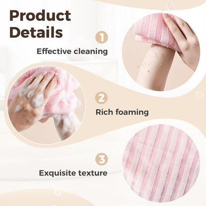 Blissal Exfoliating Shower Towel (2-Pack) - Deep Exfoliating, Soft & Gentle, Quick-Drying Body Scrub Towel - 48 Inches, Black Avelisse