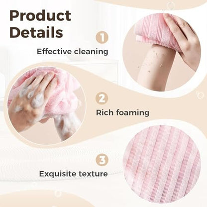 Blissal Exfoliating Shower Towel (2-Pack) - Deep Exfoliating, Soft & Gentle, Quick-Drying Body Scrub Towel - 48 Inches, Black Avelisse