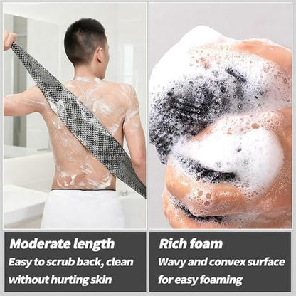 Blissal Exfoliating Shower Towel (2-Pack) - Deep Exfoliating, Soft & Gentle, Quick-Drying Body Scrub Towel - 48 Inches, Black Avelisse