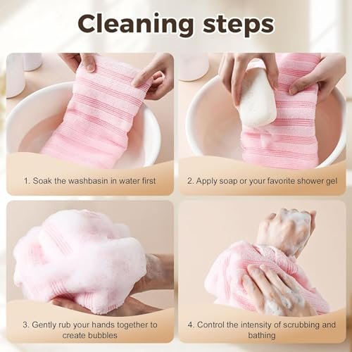Blissal Exfoliating Shower Towel (2-Pack) - Deep Exfoliating, Soft & Gentle, Quick-Drying Body Scrub Towel - 48 Inches, Black Avelisse