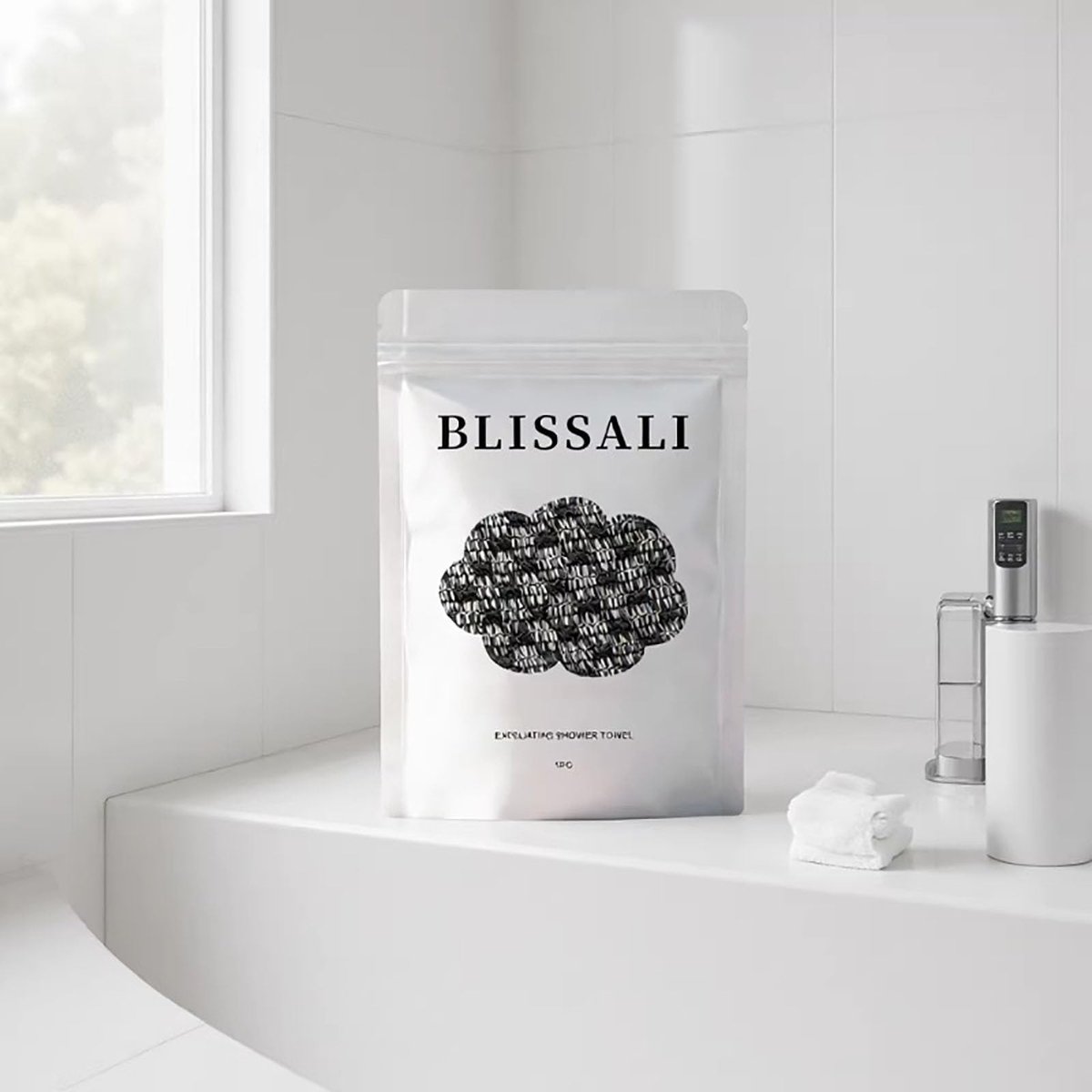 Blissal Exfoliating Shower Towel (2-Pack) - Deep Exfoliating, Soft & Gentle, Quick-Drying Body Scrub Towel - 48 Inches, Black Avelisse