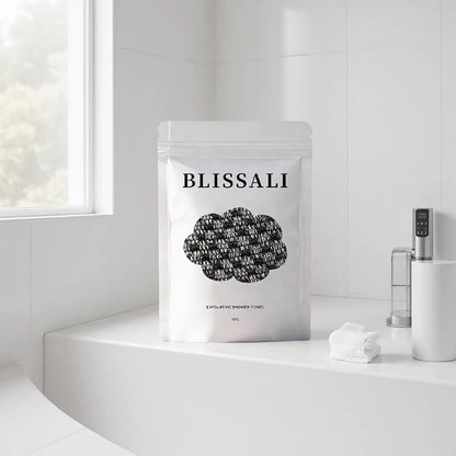 Blissal Exfoliating Shower Towel (2-Pack) - Deep Exfoliating, Soft & Gentle, Quick-Drying Body Scrub Towel - 48 Inches, Black Avelisse