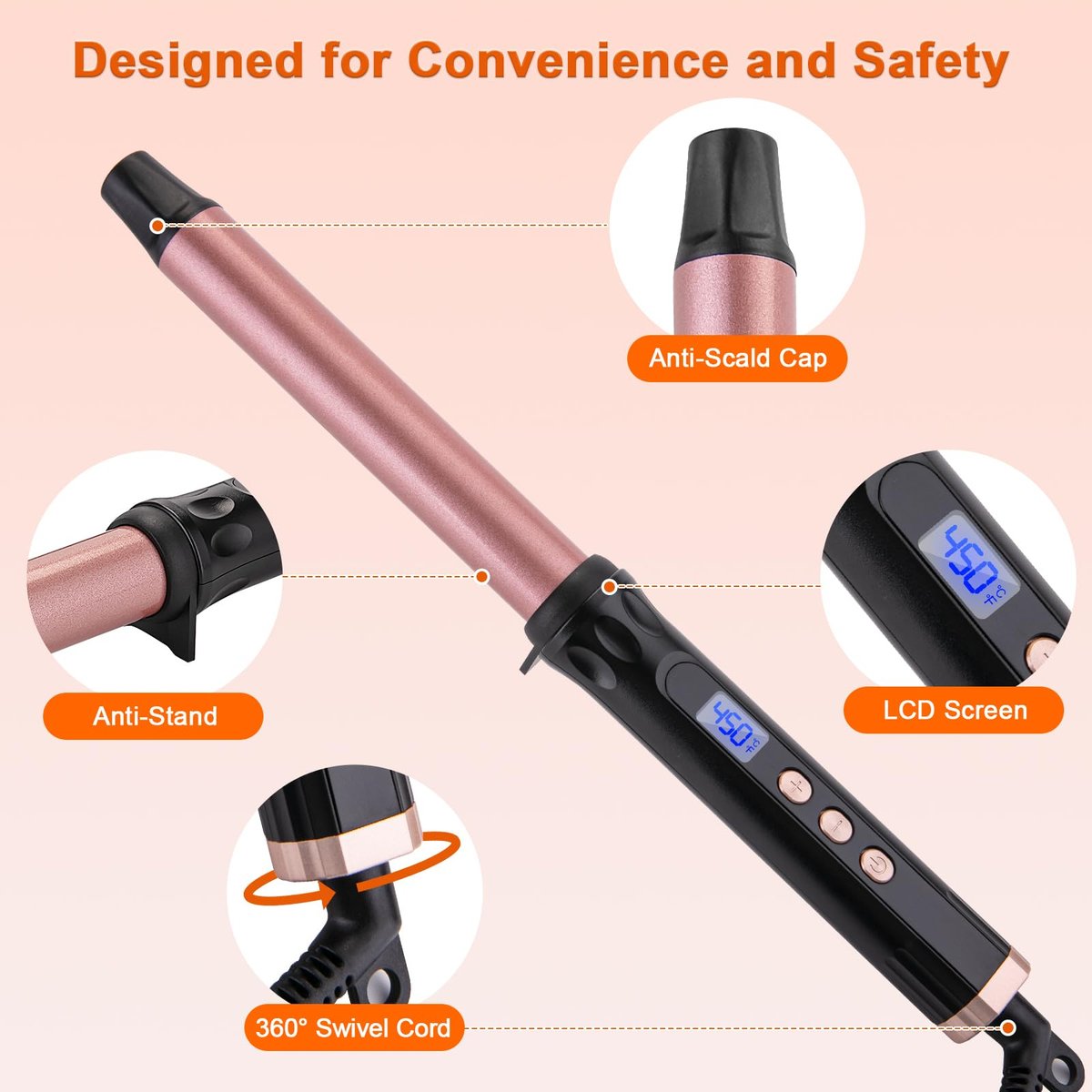 MCODON 1 Inch Curling Wand - Tourmaline Ceramic Barrel, Clamp-Free, Adjustable Temperature, Dual Voltage Professional Hair Curler for Medium to Long Hair Avelisse